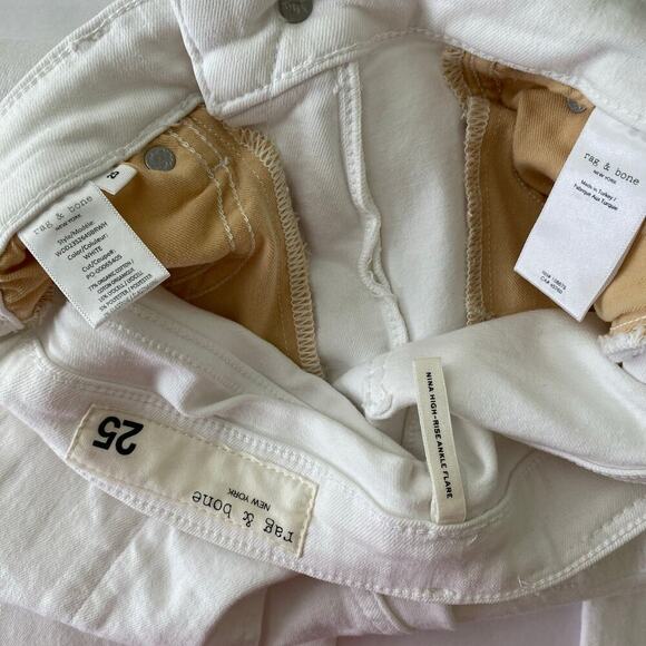 rag & bone Nina High Rise Ankle Flare Size 25 White Jeans Stretch Denim *flaw - Picture 12 of 14